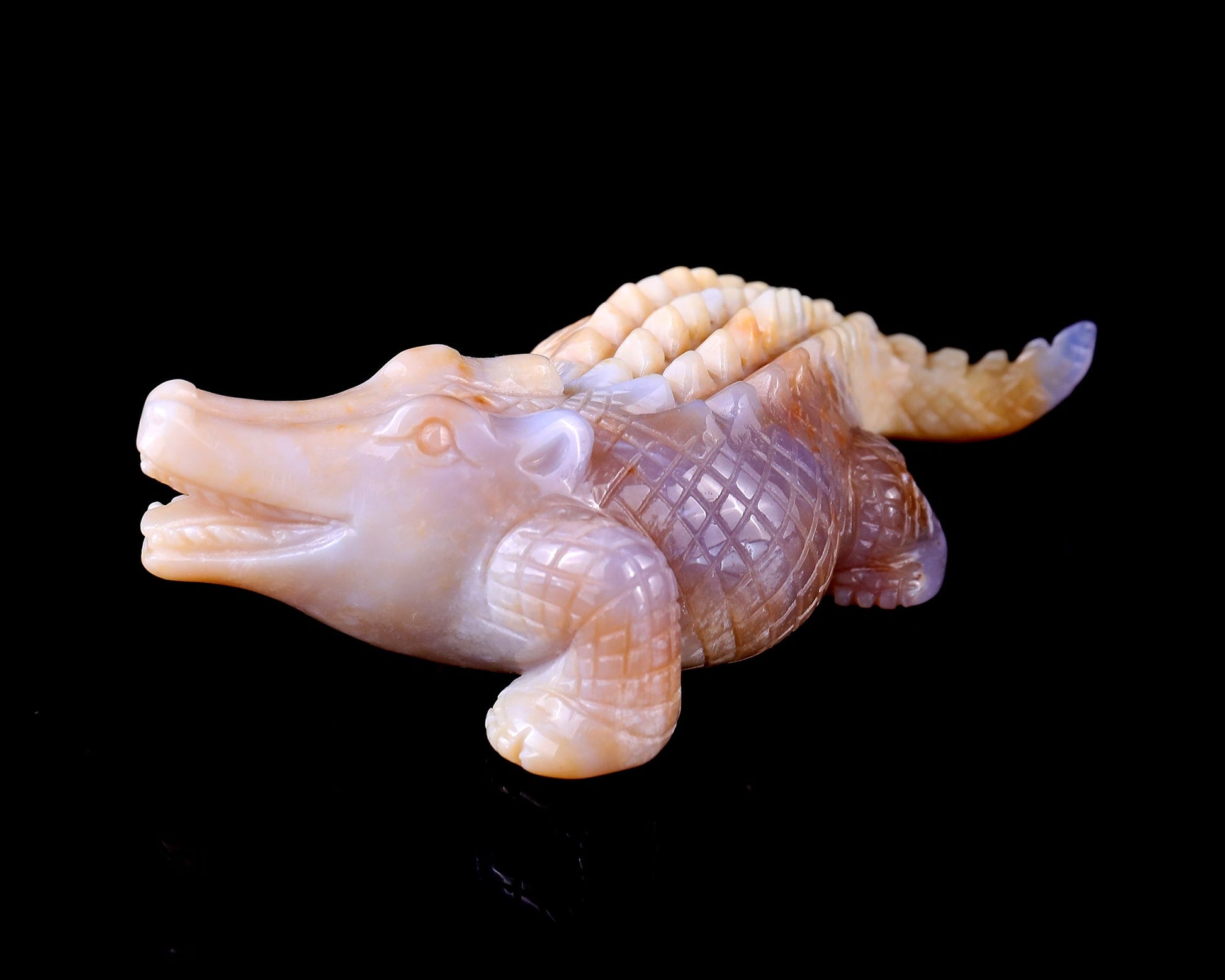 Nicedony 5.6" Chalcedony Hand Carved Crystal Crocodile Sculpture - View 19