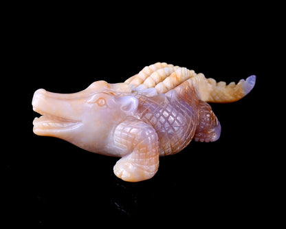 Nicedony 5.6" Chalcedony Hand Carved Crystal Crocodile Sculpture - View 19