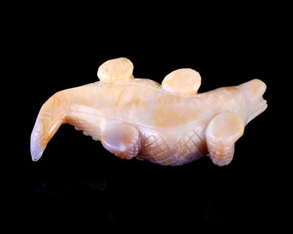 Nicedony 5.6" Chalcedony Hand Carved Crystal Crocodile Sculpture - View 18