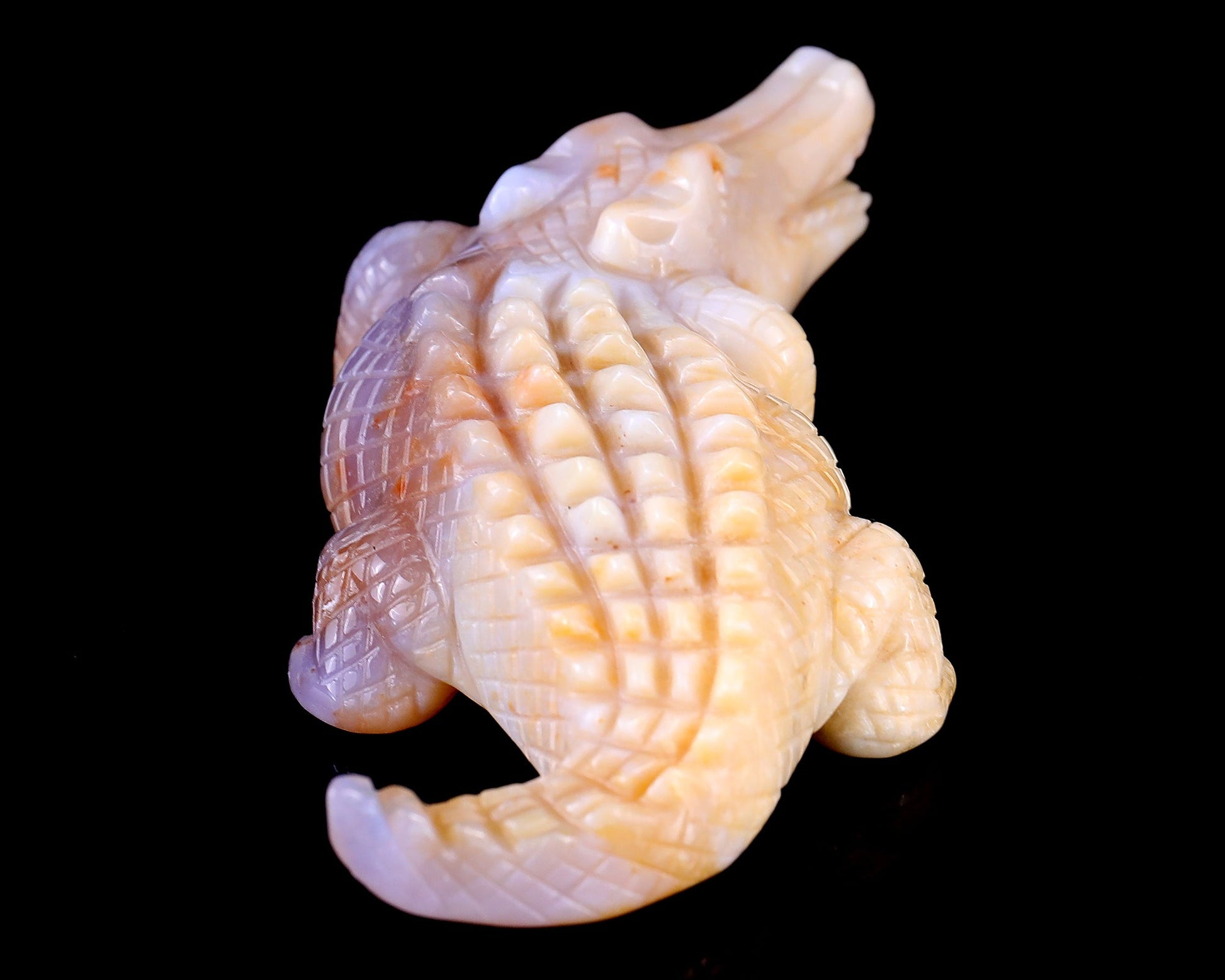 Nicedony 5.6" Chalcedony Hand Carved Crystal Crocodile Sculpture - View 16