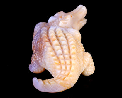 Nicedony 5.6" Chalcedony Hand Carved Crystal Crocodile Sculpture - View 16