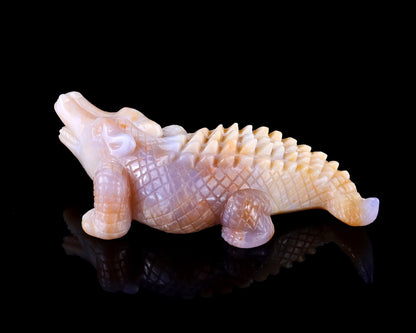 Nicedony 5.6" Chalcedony Hand Carved Crystal Crocodile Sculpture - View 12