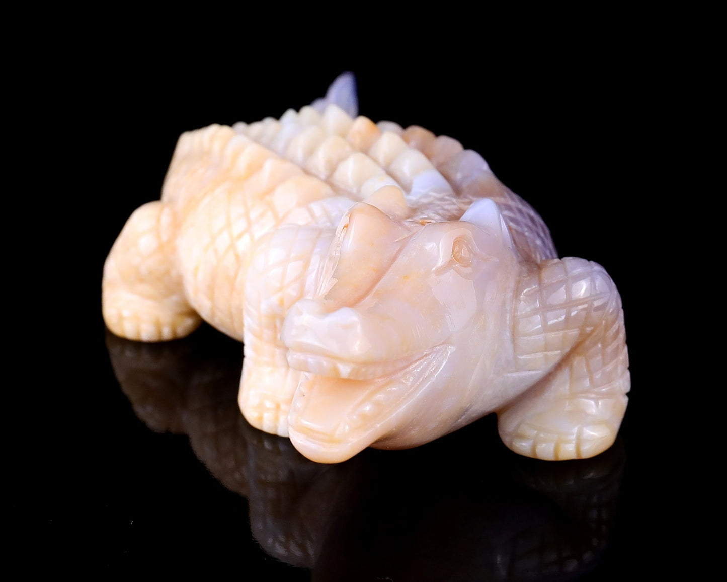 Nicedony 5.6" Chalcedony Hand Carved Crystal Crocodile Sculpture - View 13