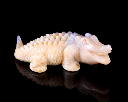 Nicedony 5.6" Chalcedony Hand Carved Crystal Crocodile Sculpture - View 14
