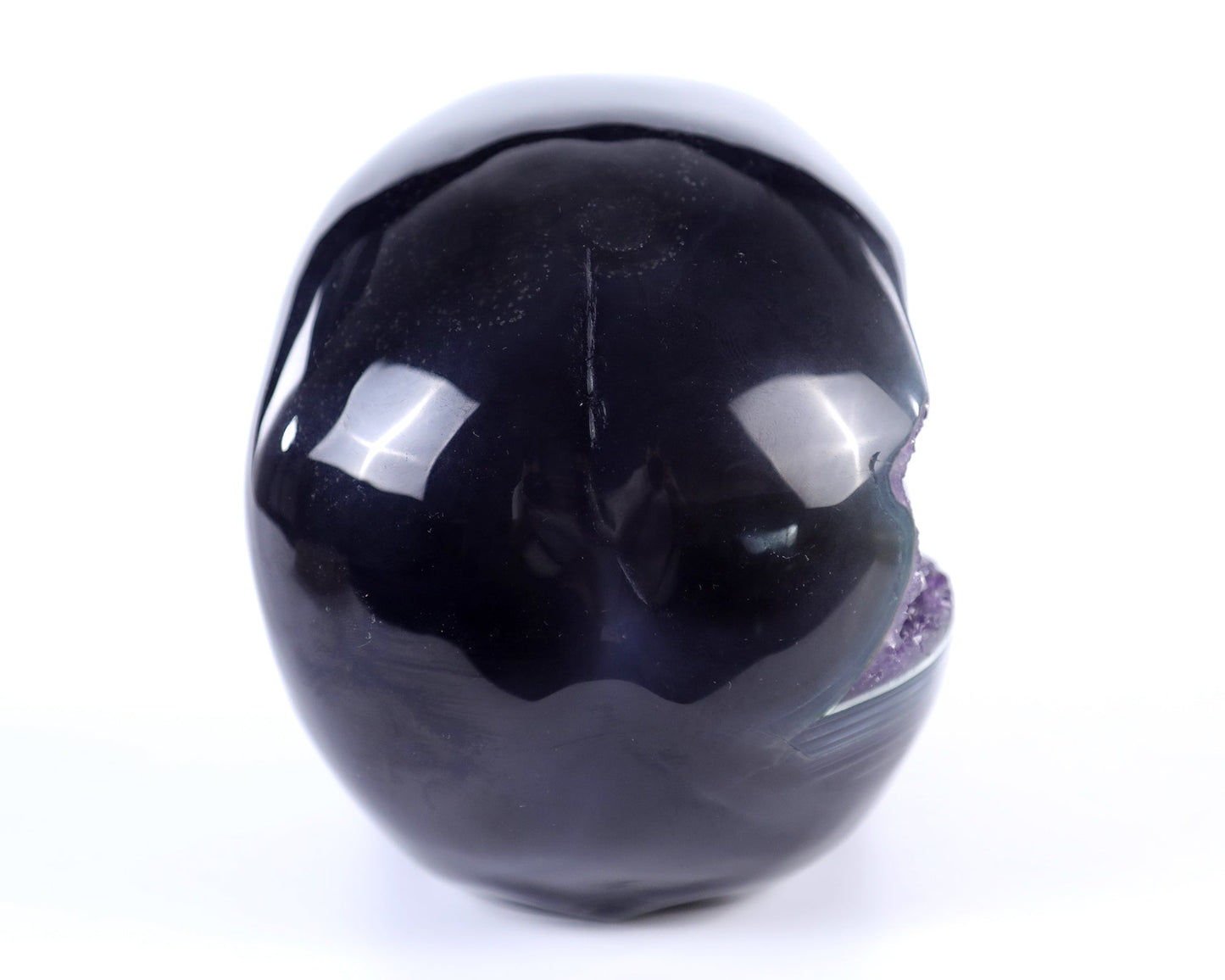 Nicedony 5.7" Amethyst Hand Carved Crystal Geode Skull Sculpture - View 4