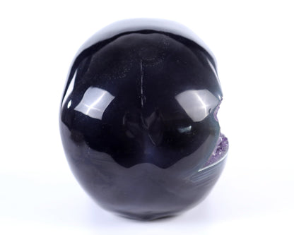 Nicedony 5.7" Amethyst Hand Carved Crystal Geode Skull Sculpture - View 4