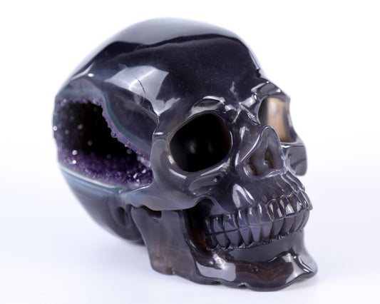 Nicedony 5.7" Amethyst Hand Carved Crystal Geode Skull Sculpture (SKU: 5100006) - Photo 5