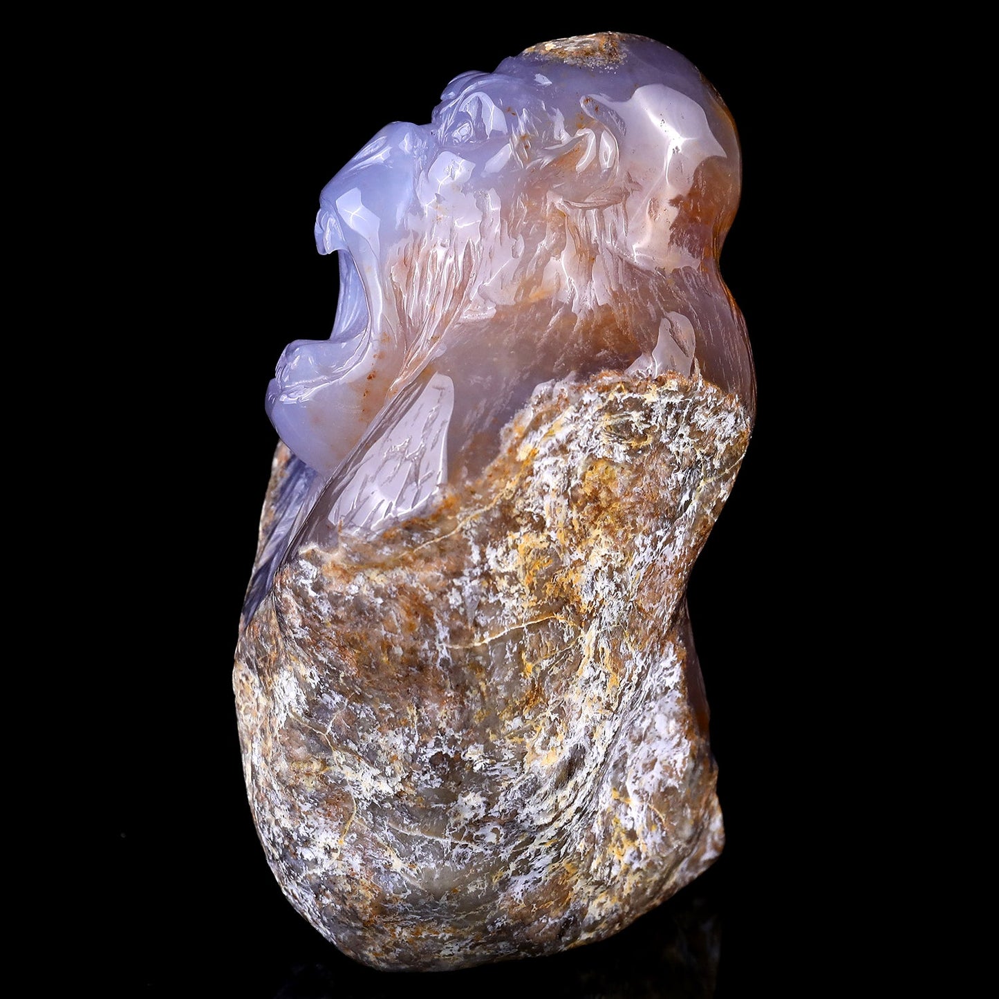 Nicedony 5.7" Blue Chalcedony Hand Carved Gorilla Head Sculpture - View 4