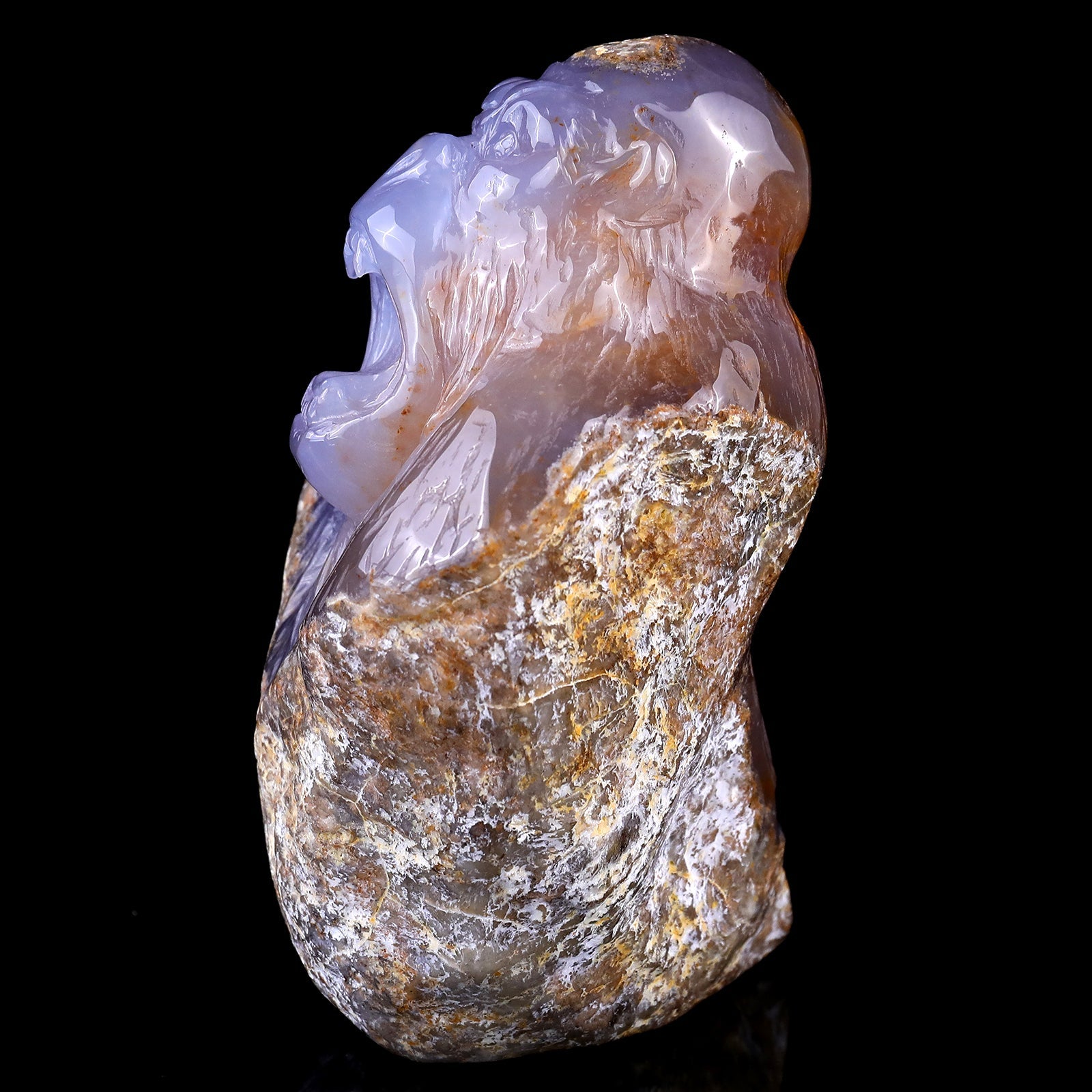Nicedony 5.7" Blue Chalcedony Hand Carved Gorilla Head Sculpture - View 4