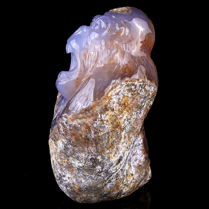 Nicedony 5.7" Blue Chalcedony Hand Carved Gorilla Head Sculpture - View 4