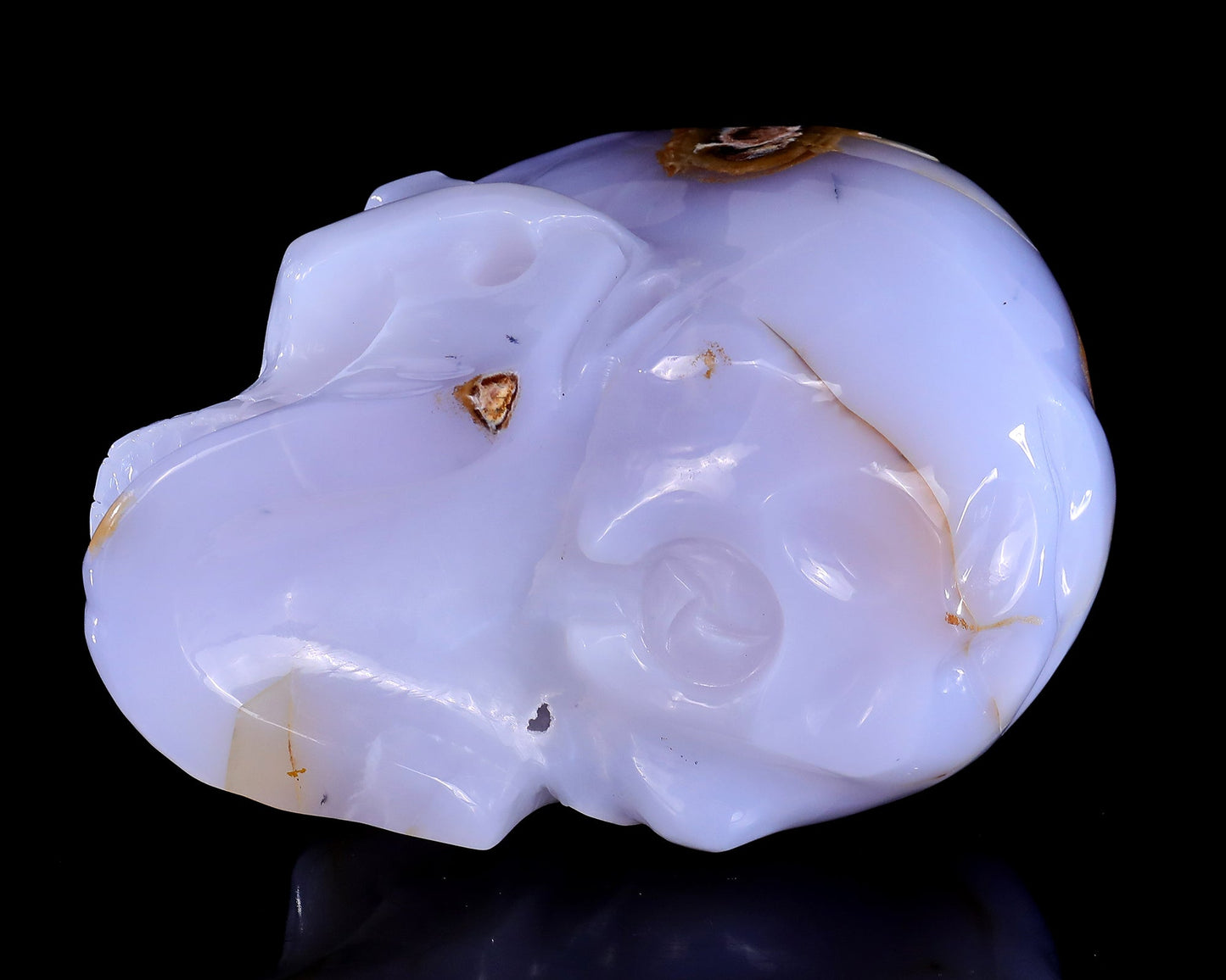 Nicedony 5.7" Blue Chalcedony Hand Carved Realistic Skull Sculpture - View 9