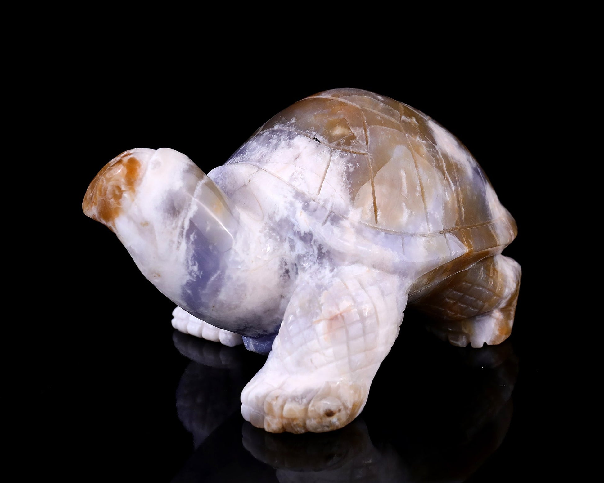 Nicedony 5.7" Blue Chalcedony Hand Carved Crystal Turtle Sculpture - View 7