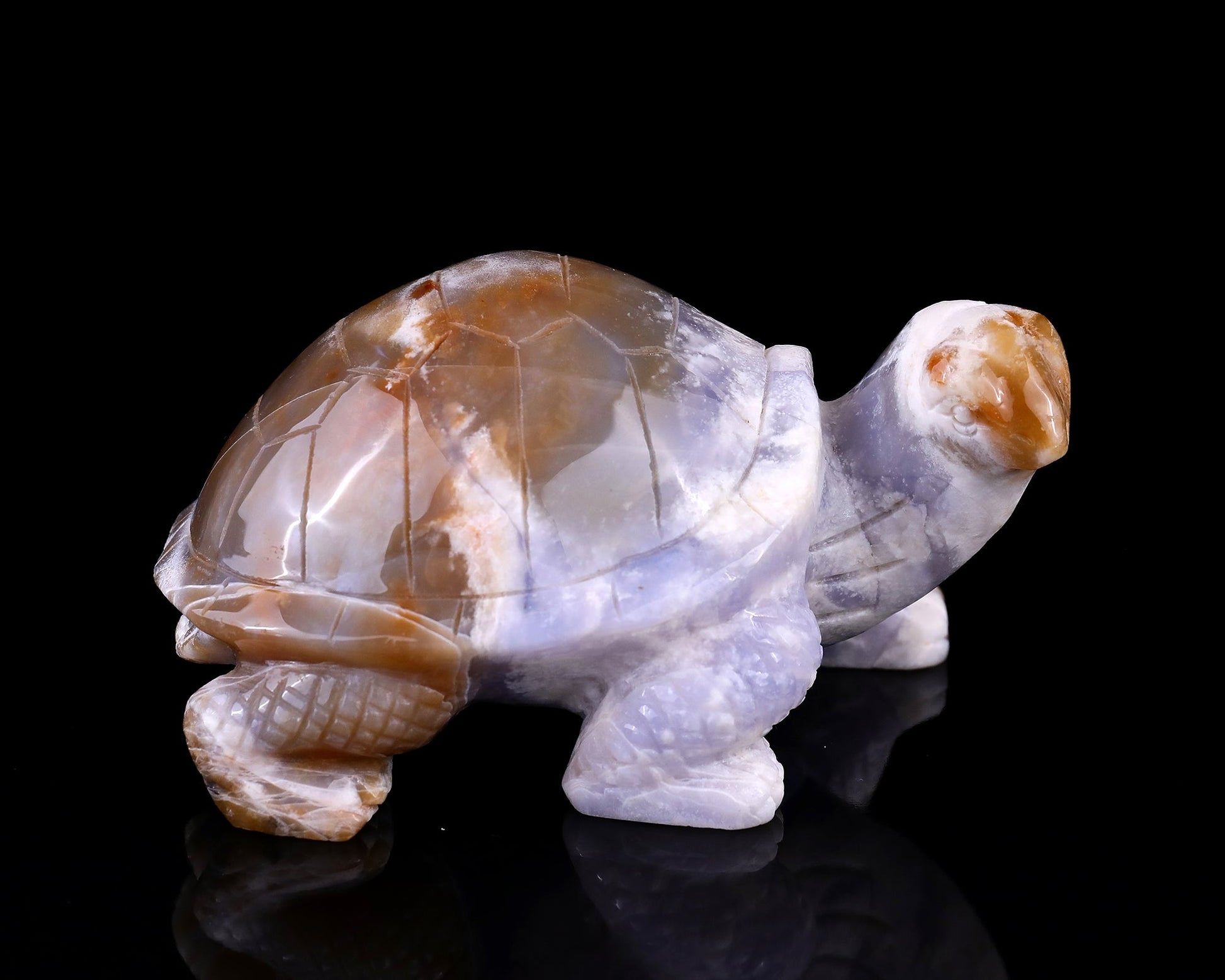 Nicedony 5.7" Blue Chalcedony Hand Carved Crystal Turtle Sculpture - View 3