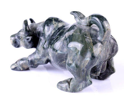 Nicedony 5.7" Jiulong Jade Hand Carved Crystal Cattle Sculpture - View 7