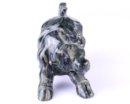 Nicedony 5.7" Jiulong Jade Hand Carved Crystal Cattle Sculpture - View 2