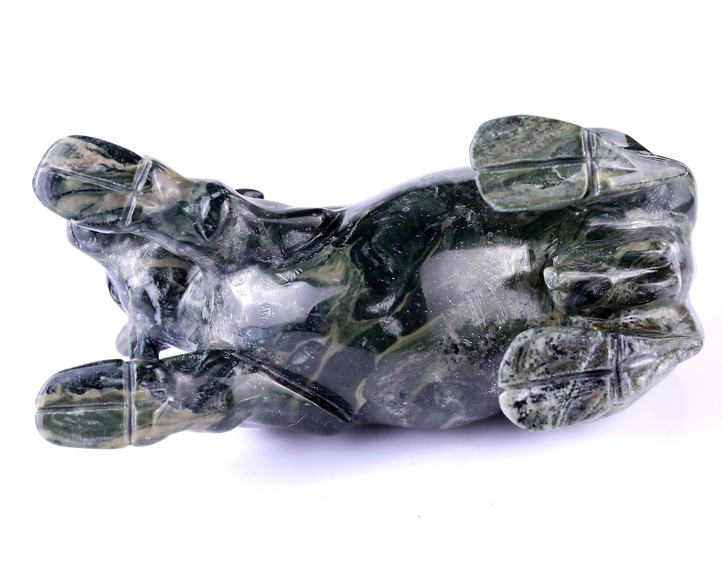 Nicedony 5.7" Jiulong Jade Hand Carved Crystal Cattle Sculpture - View 9