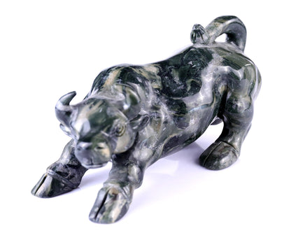 Nicedony 5.7" Jiulong Jade Hand Carved Crystal Cattle Sculpture - View 10