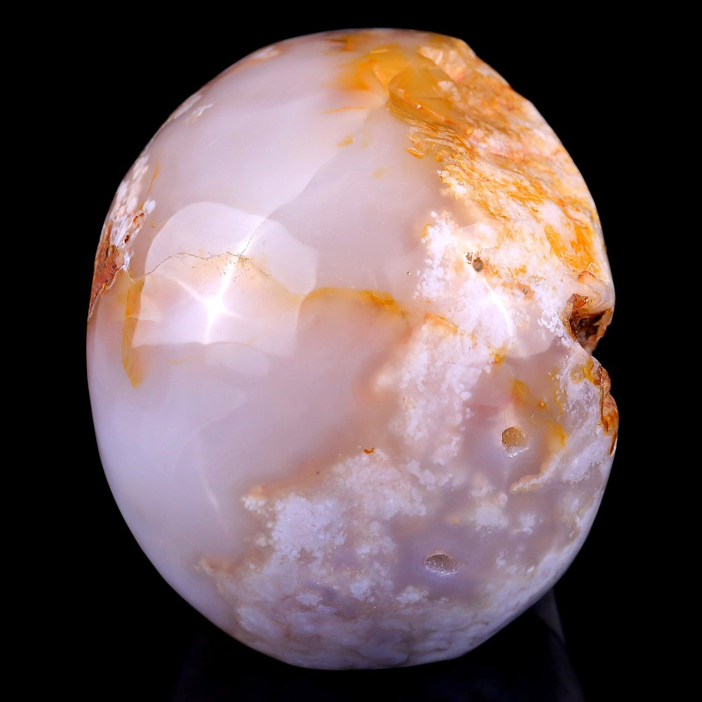 Nicedony 5.7" Sakura Agate Hand Carved Realistic Skull Sculpture - View 7