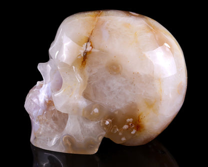 Nicedony 5.7" Sakura Agate Hand Carved Realistic Skull Sculpture - View 14