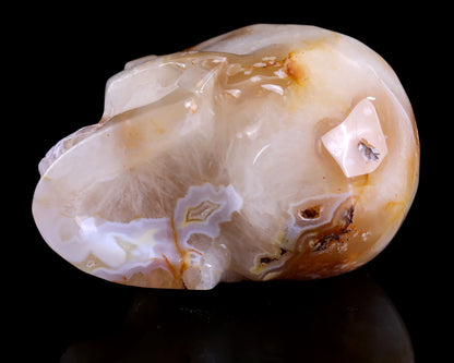 Nicedony 5.7" Sakura Agate Hand Carved Realistic Skull Sculpture - View 15