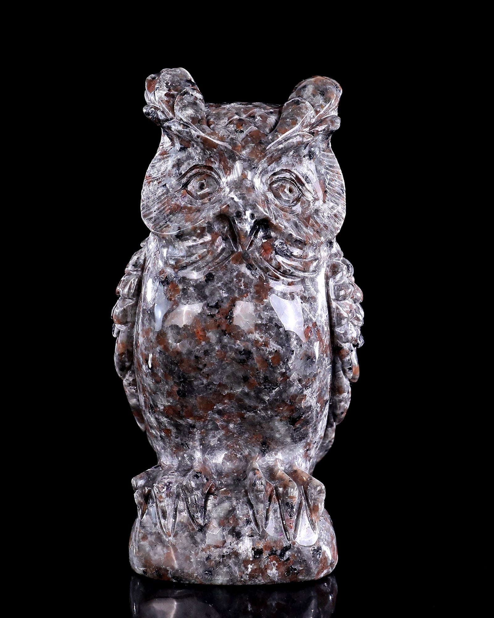 Nicedony 5.7" Yooperlite Hand Carved Crystal Owl Sculpture