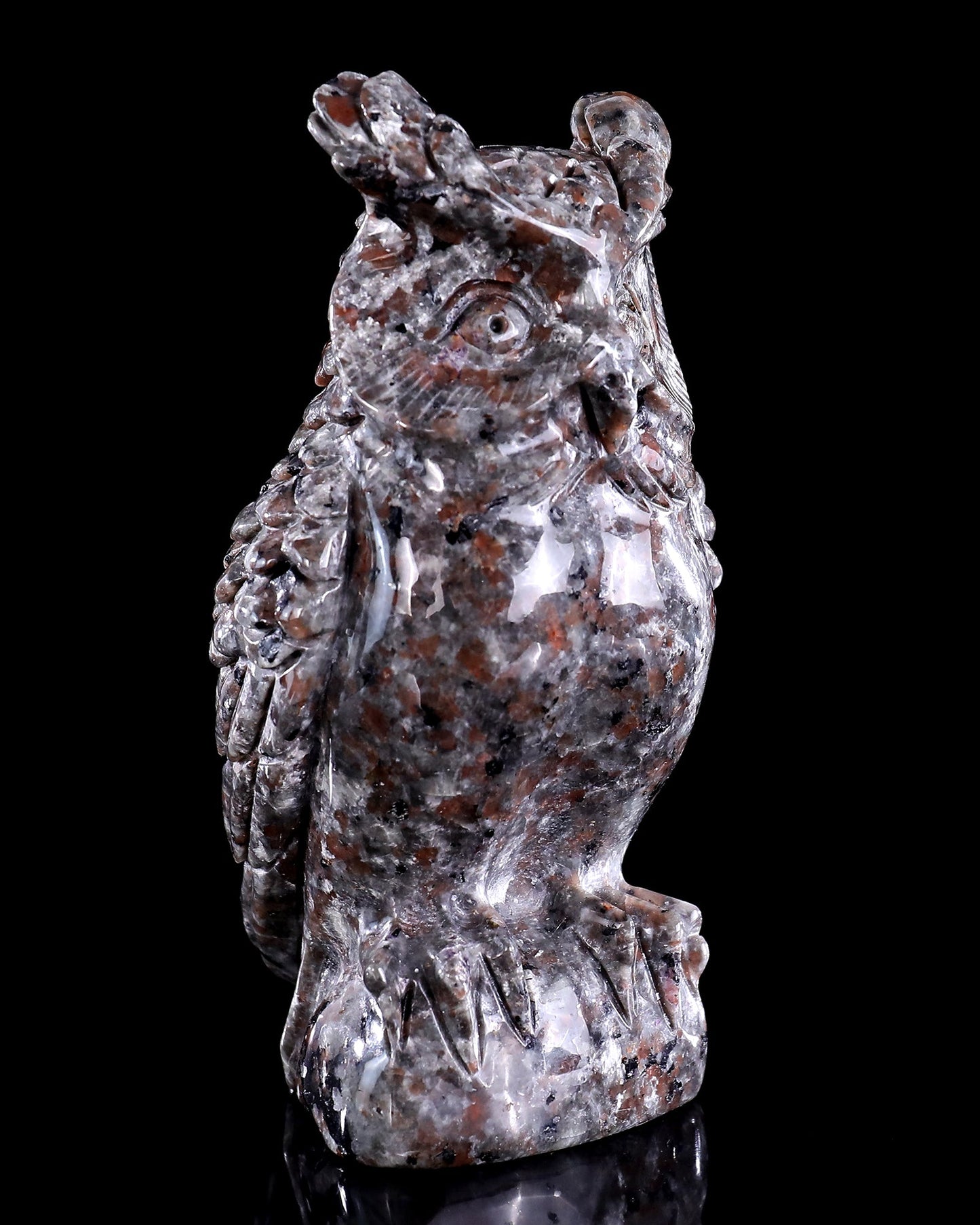 Nicedony 5.7" Yooperlite Hand Carved Crystal Owl Sculpture - View 3