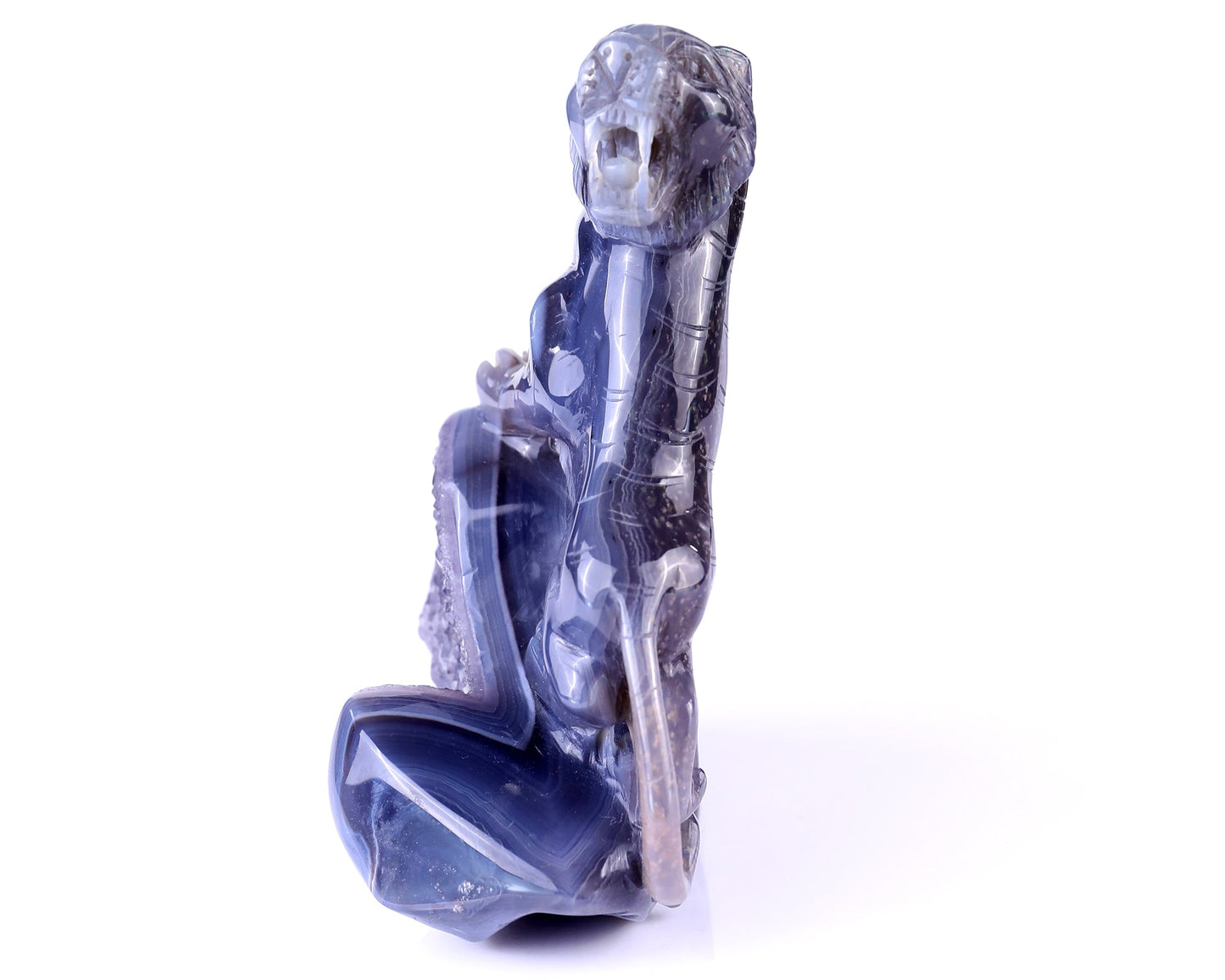 Nicedony 5.8" Geode Agate Hand Carved Crystal Tiger Sculpture - View 7