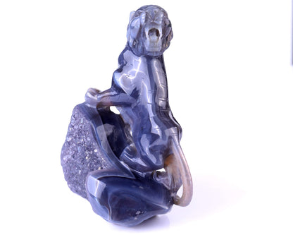 Nicedony 5.8" Geode Agate Hand Carved Crystal Tiger Sculpture - View 9