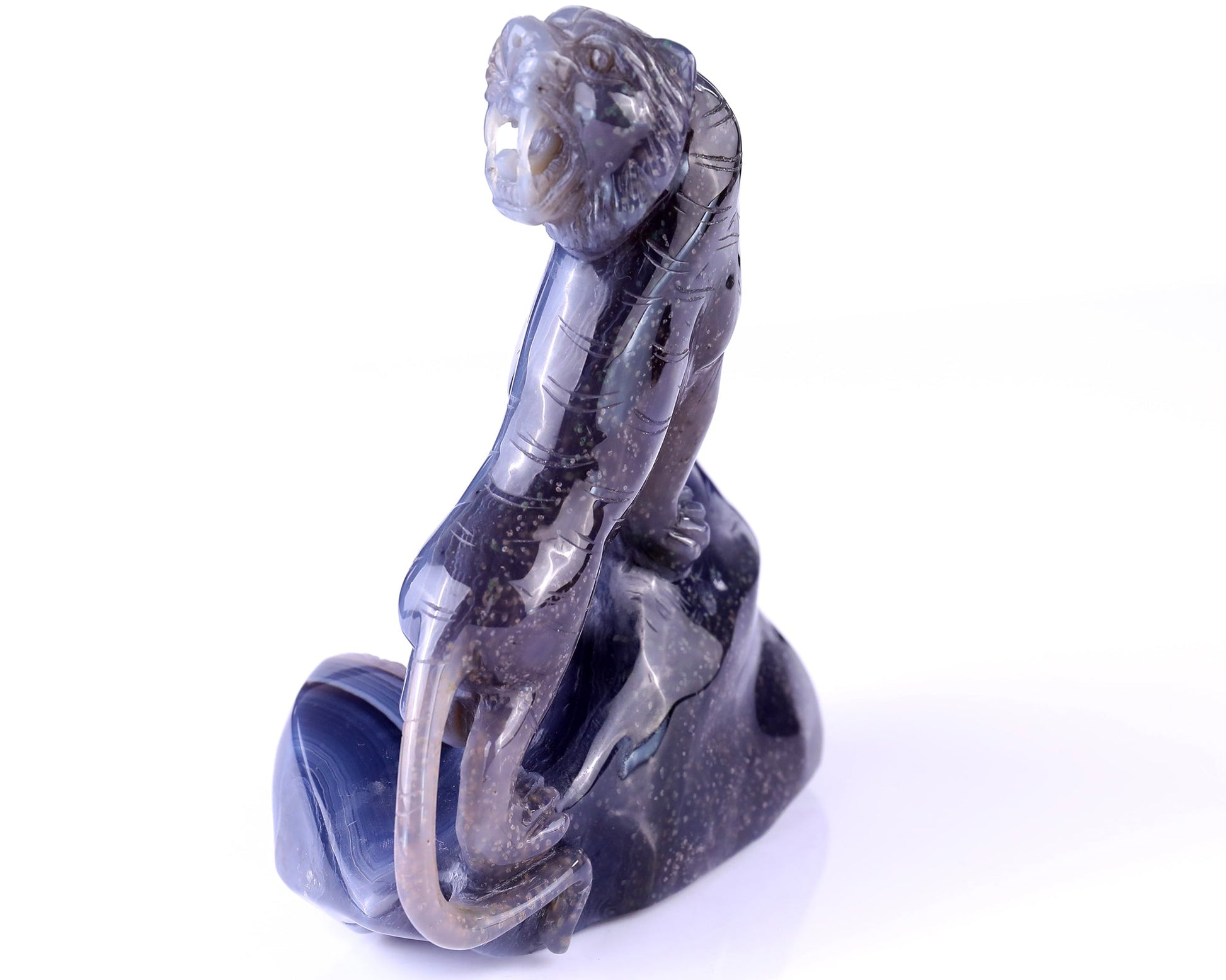 Nicedony 5.8" Geode Agate Hand Carved Crystal Tiger Sculpture - View 6