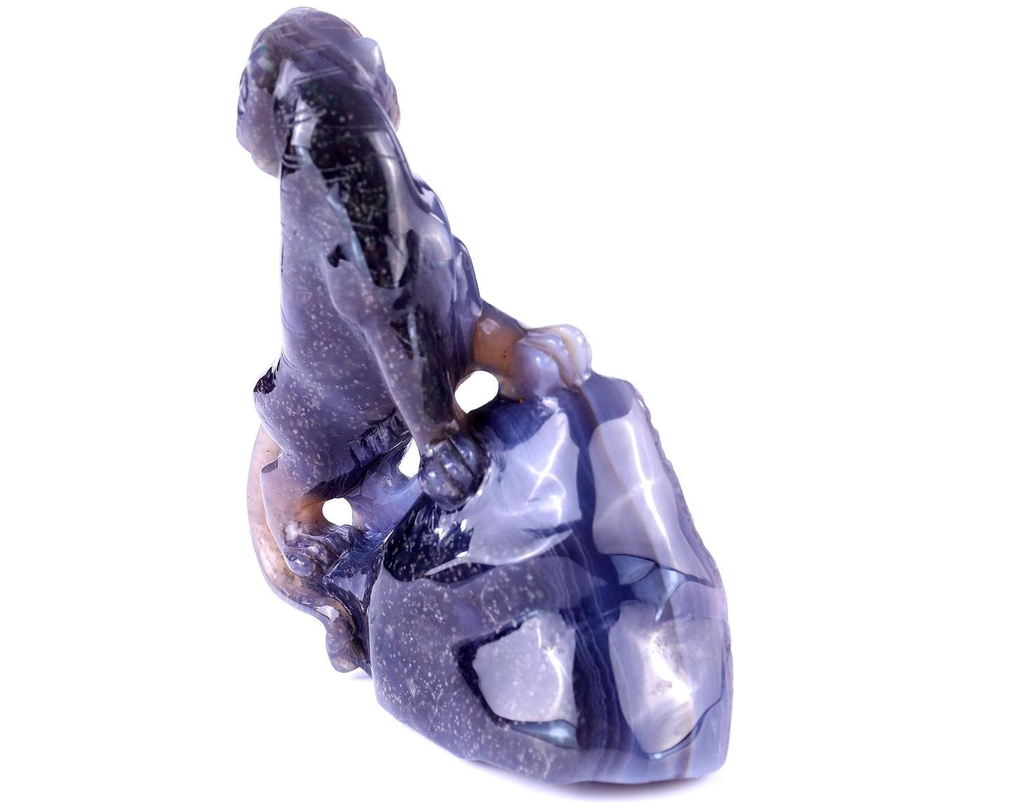 Nicedony 5.8" Geode Agate Hand Carved Crystal Tiger Sculpture - View 4