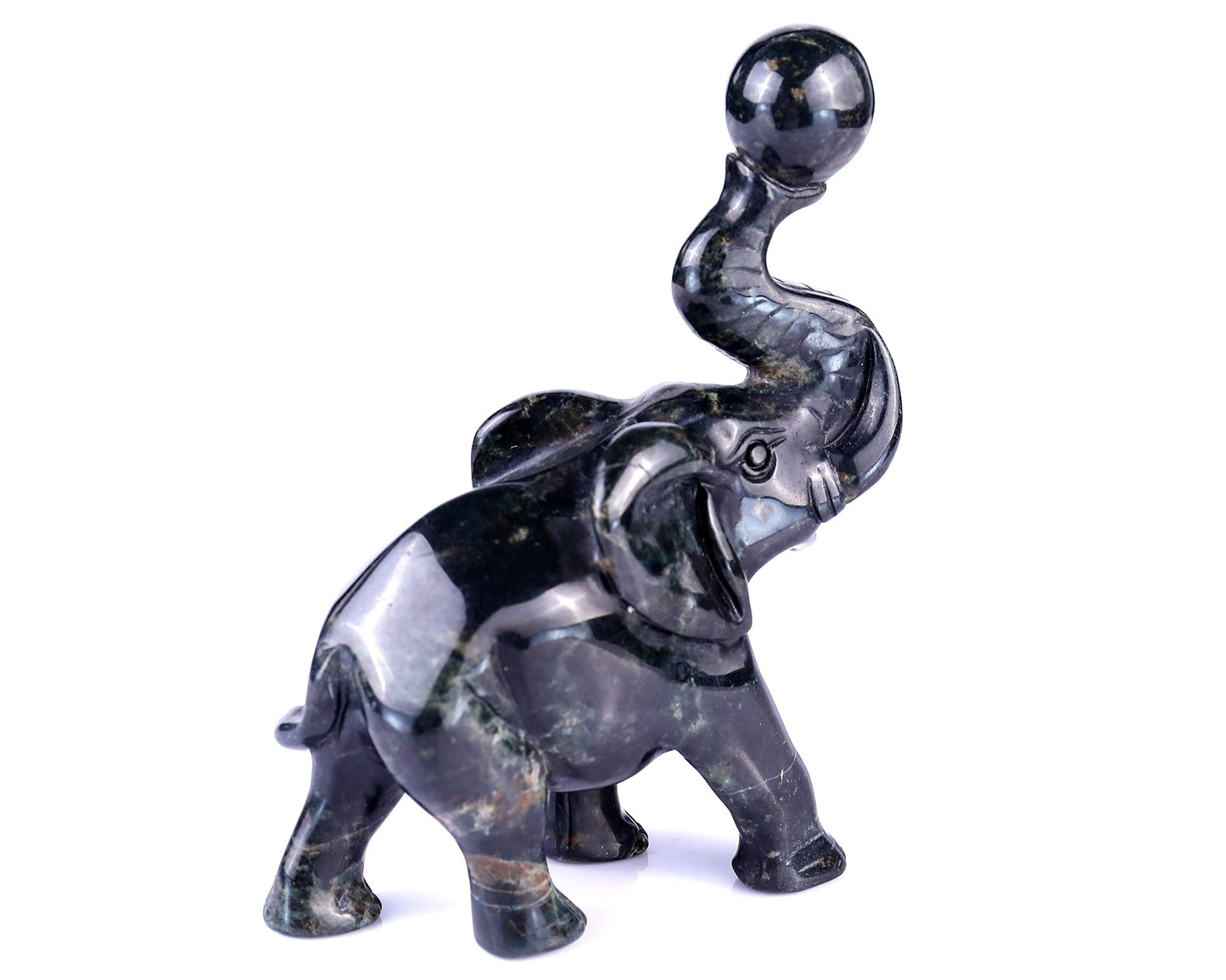 Nicedony 5.8" Jiulong Jade Hand Carved Crystal Elephant Sculpture - View 4