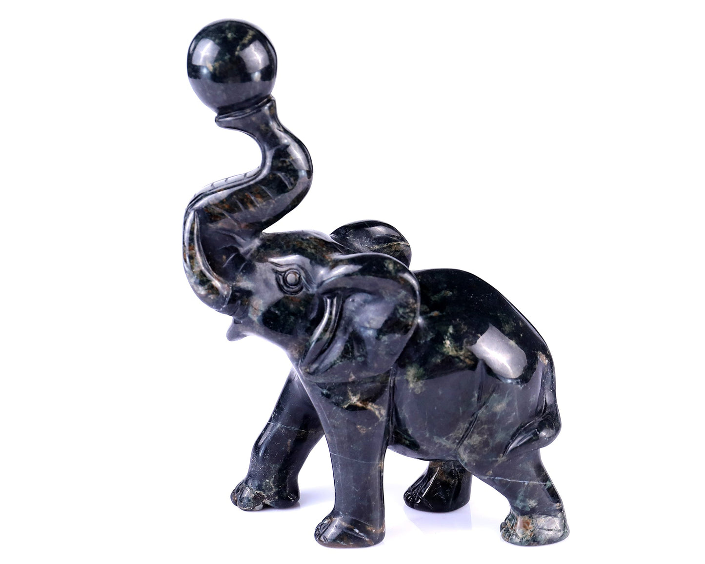 Nicedony 5.8" Jiulong Jade Hand Carved Crystal Elephant Sculpture - View 7