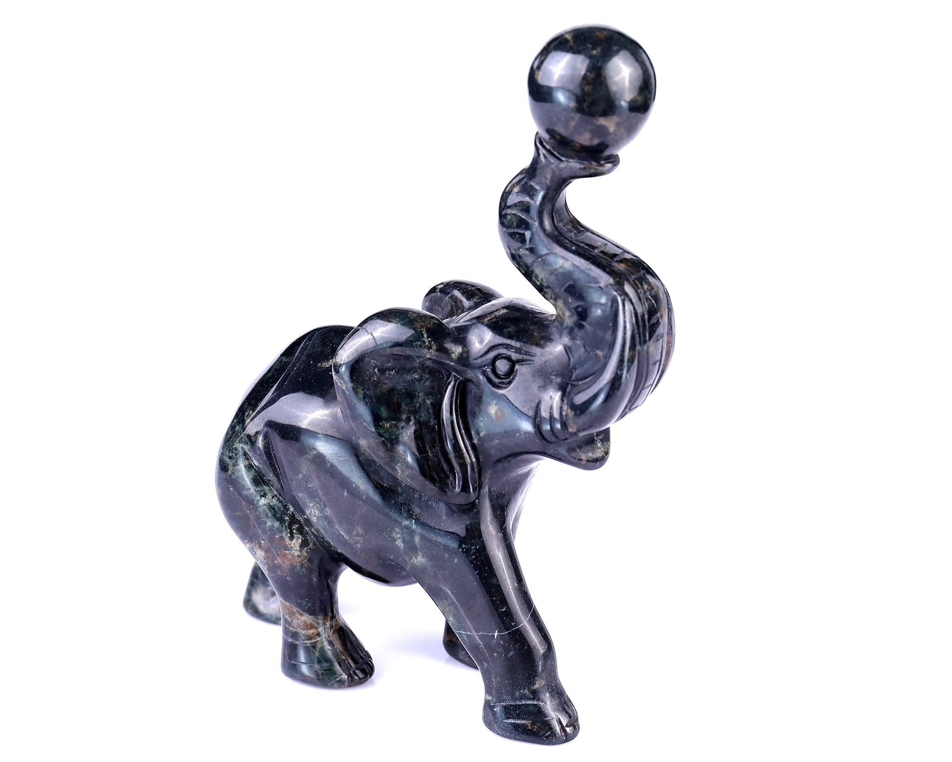 Nicedony 5.8" Jiulong Jade Hand Carved Crystal Elephant Sculpture - View 10