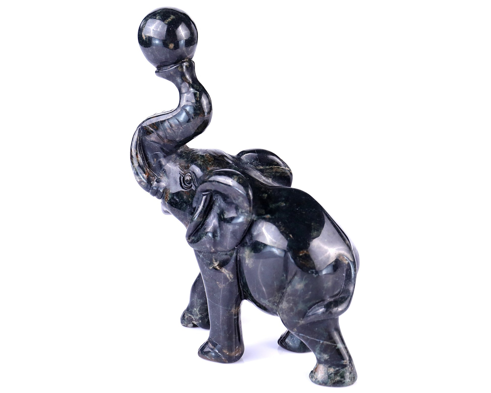 Nicedony 5.8" Jiulong Jade Hand Carved Crystal Elephant Sculpture - View 6