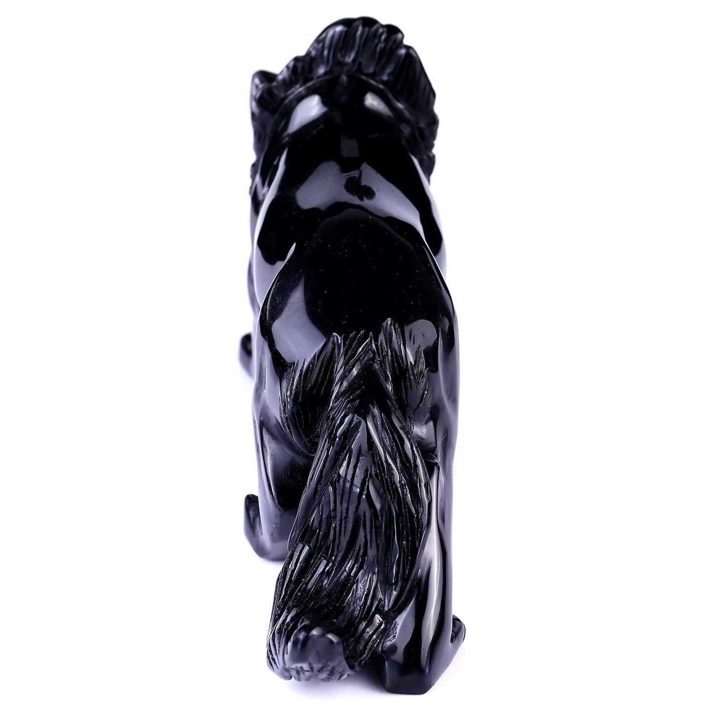 Nicedony 5.9" Black Obsidian Hand Carved Crystal Wolf Sculpture - View 5