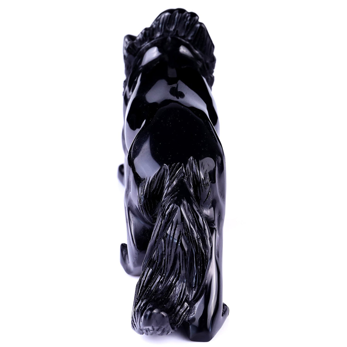 Nicedony 5.9" Black Obsidian Hand Carved Crystal Wolf Sculpture (SKU: 1100092) - Photo 5