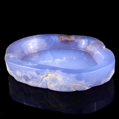 Nicedony 5.9" Blue Chalcedony Hand Carved Crystal Ashtray Fruit Tray - View 7