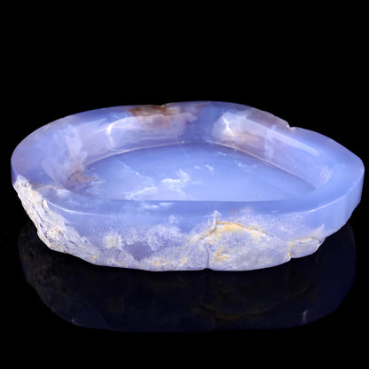 Nicedony 5.9" Blue Chalcedony Hand Carved Crystal Ashtray Fruit Tray - View 2