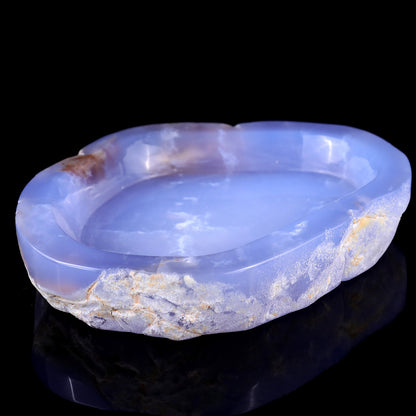 Nicedony 5.9" Blue Chalcedony Hand Carved Crystal Ashtray Fruit Tray - View 3