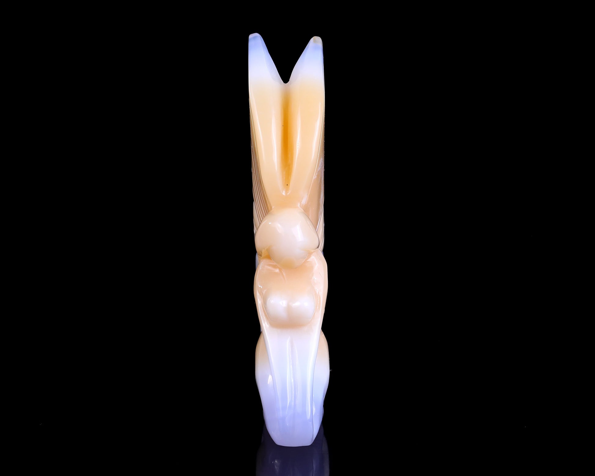 Nicedony 5.9" Blue Chalcedony Hand Carved Flower Faerie Sculpture - View 2