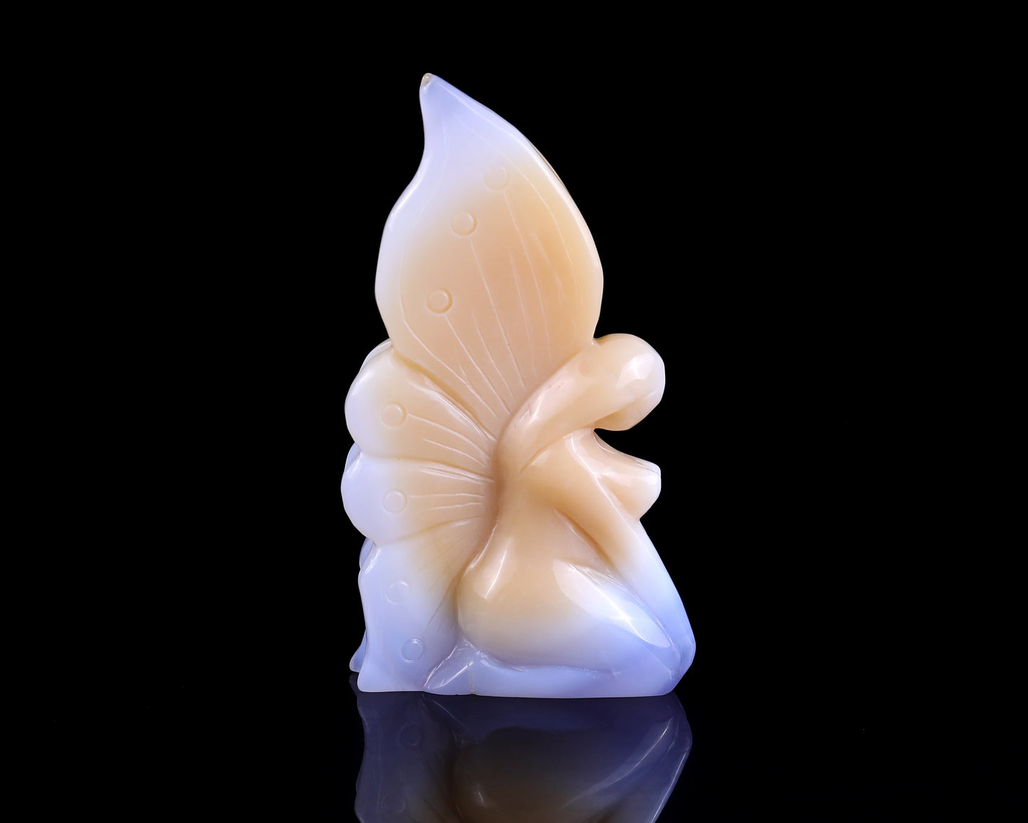 Nicedony 5.9" Blue Chalcedony Hand Carved Flower Faerie Sculpture - View 3