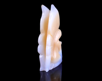 Nicedony 5.9" Blue Chalcedony Hand Carved Flower Faerie Sculpture - View 4