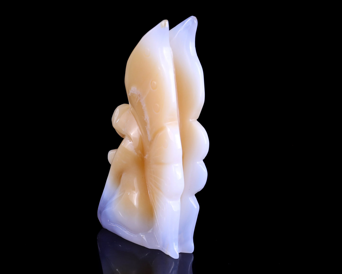 Nicedony 5.9" Blue Chalcedony Hand Carved Flower Faerie Sculpture - View 6