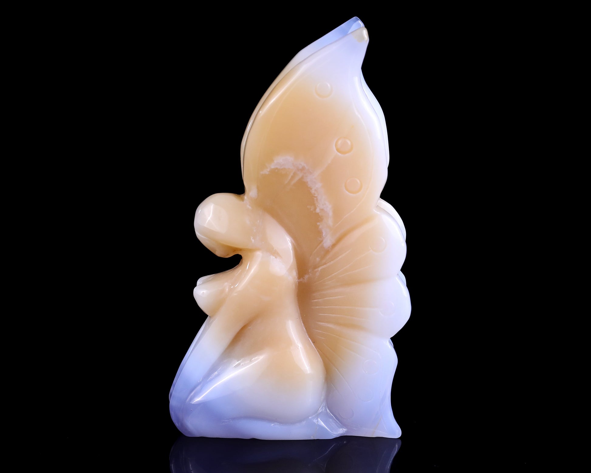 Nicedony 5.9" Blue Chalcedony Hand Carved Flower Faerie Sculpture - View 7