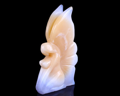 Nicedony 5.9" Blue Chalcedony Hand Carved Flower Faerie Sculpture - View 9