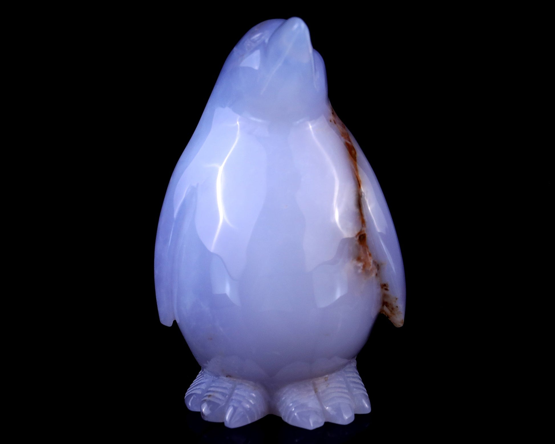 Nicedony 5.9" Blue Chalcedony Hand Carved Crystal Penguin Sculpture - View 2