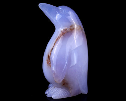 Nicedony 5.9" Blue Chalcedony Hand Carved Crystal Penguin Sculpture - View 4