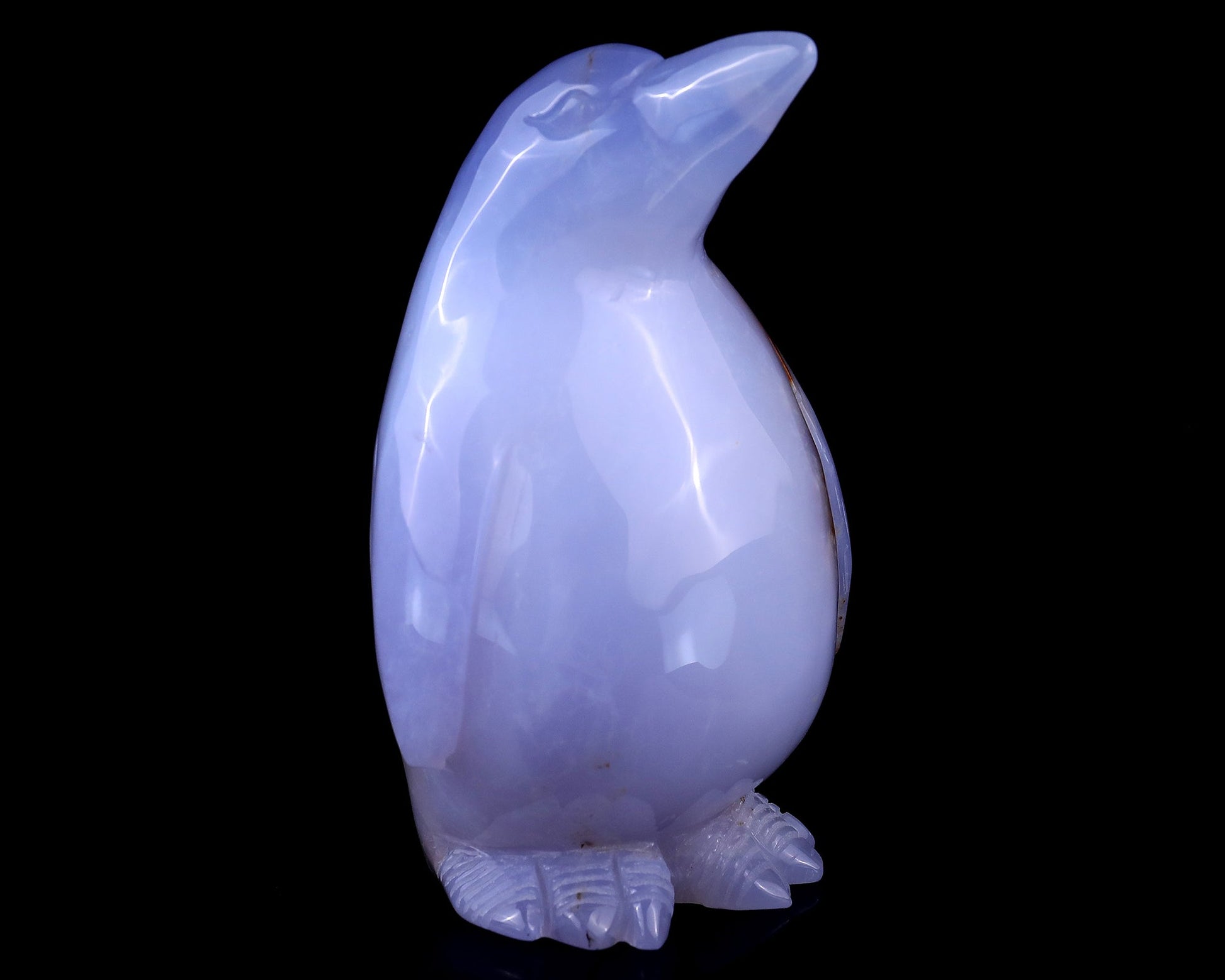 Nicedony 5.9" Blue Chalcedony Hand Carved Crystal Penguin Sculpture