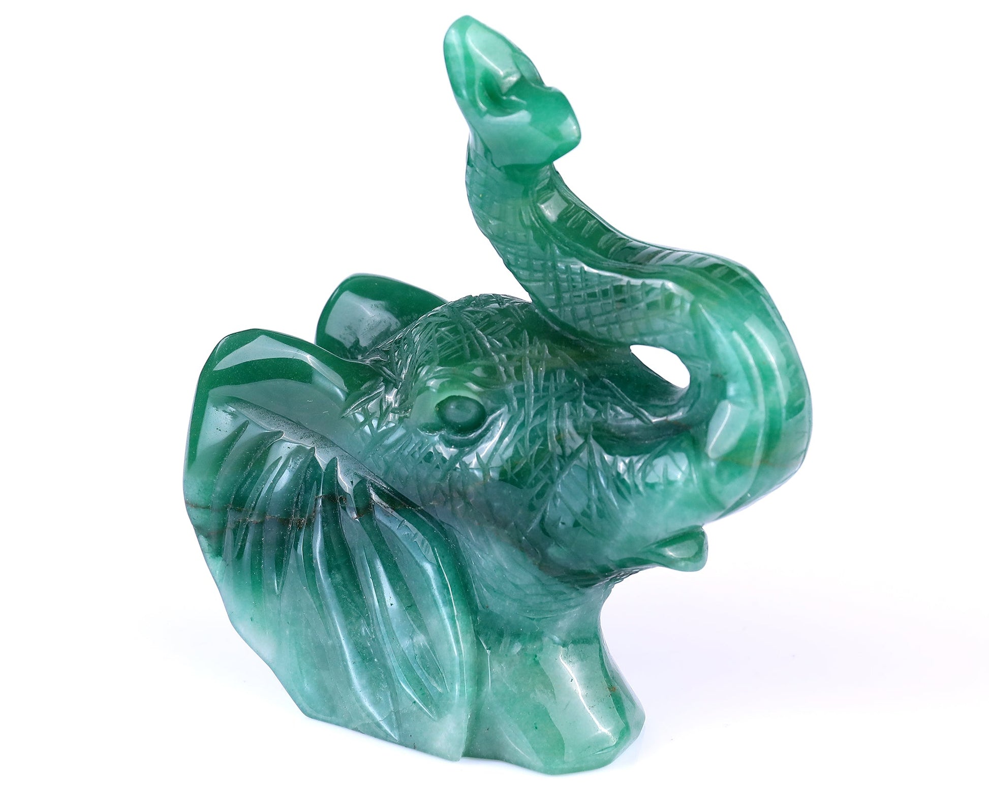 Nicedony 5.9" Green Aventurine Hand Carved Crystal Elephant Sculpture - View 2