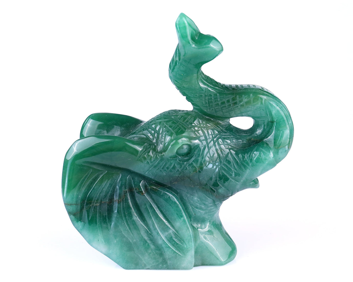 Nicedony 5.9" Green Aventurine Hand Carved Crystal Elephant Sculpture